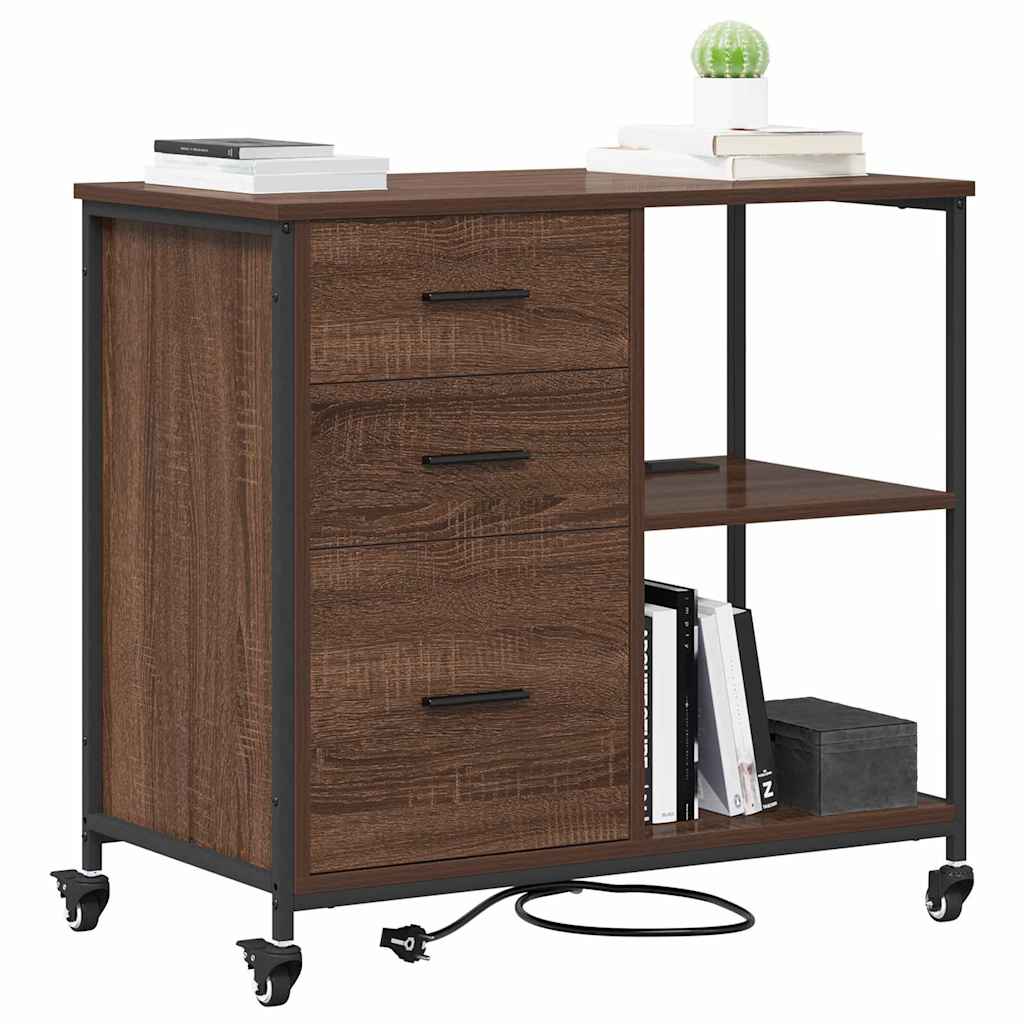 Schrank mit Ladestation Braun Eichen-Optik 76 x 41 x 72 cm