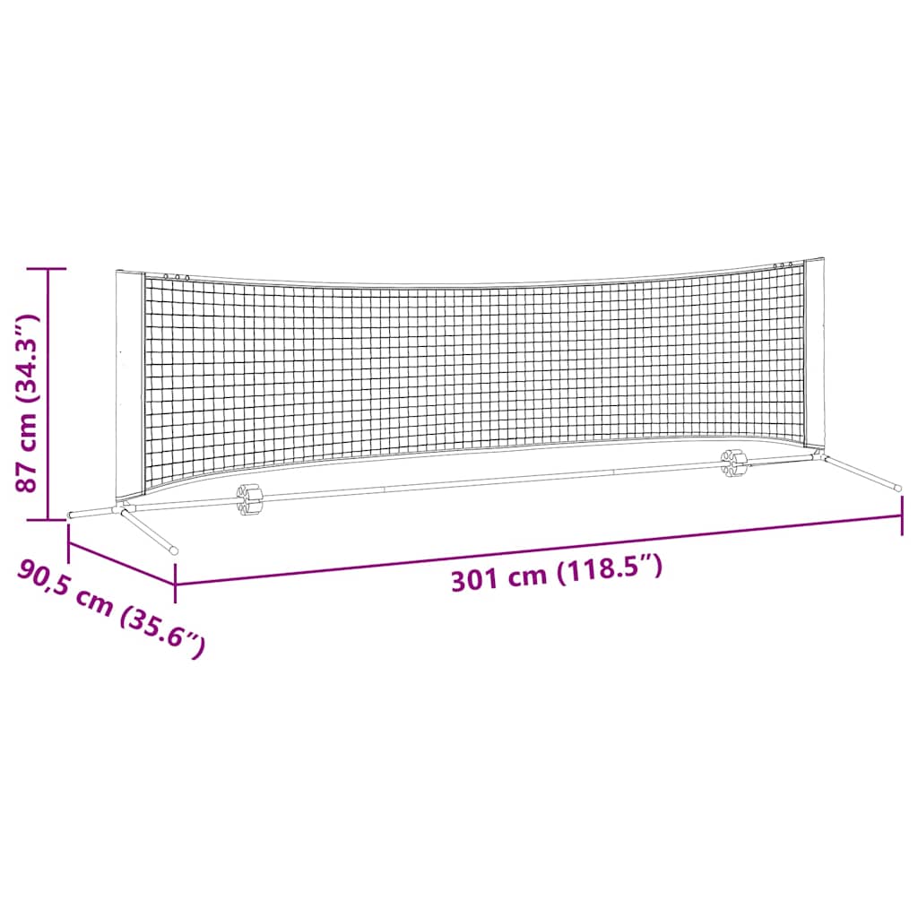 Tennisnetz Schwarz und Rot 301 x 90.5 x 87 cm Polyester