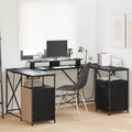Schreibtisch mit Regal Schwarz Eichen-Optik 182 x 101 x 87,5 cm
