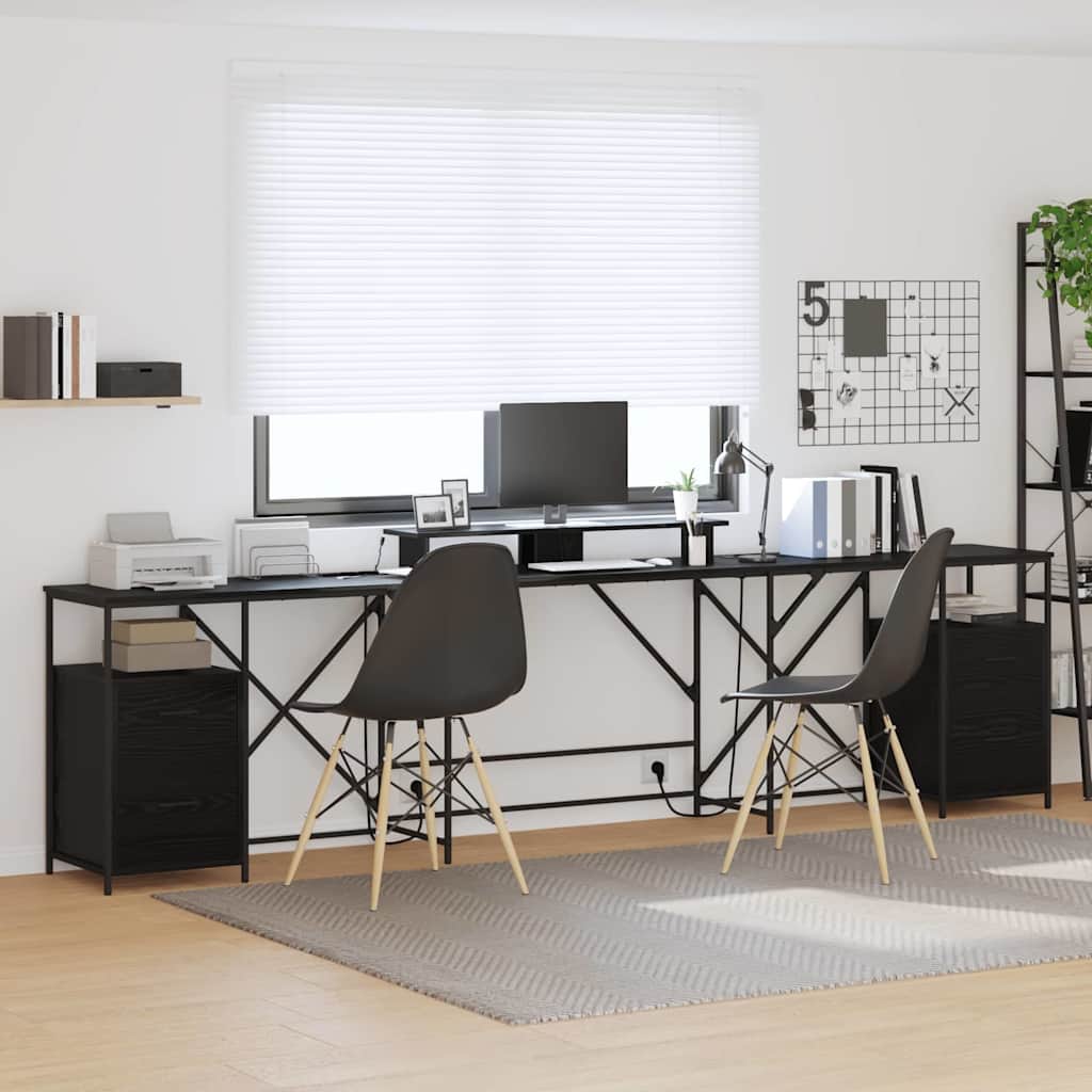 Schreibtisch mit Regal Schwarz Eichen-Optik 182 x 101 x 87,5 cm