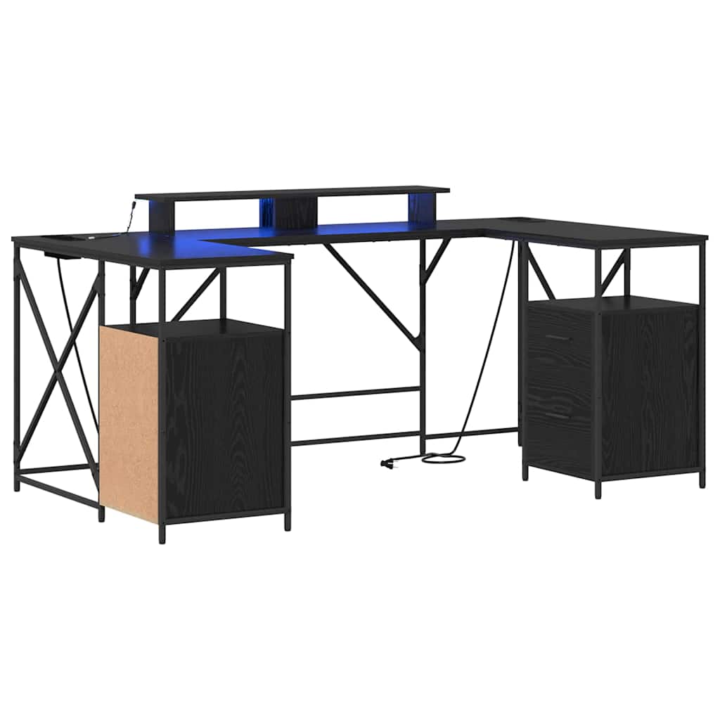 Schreibtisch mit Regal Schwarz Eichen-Optik 182 x 101 x 87,5 cm