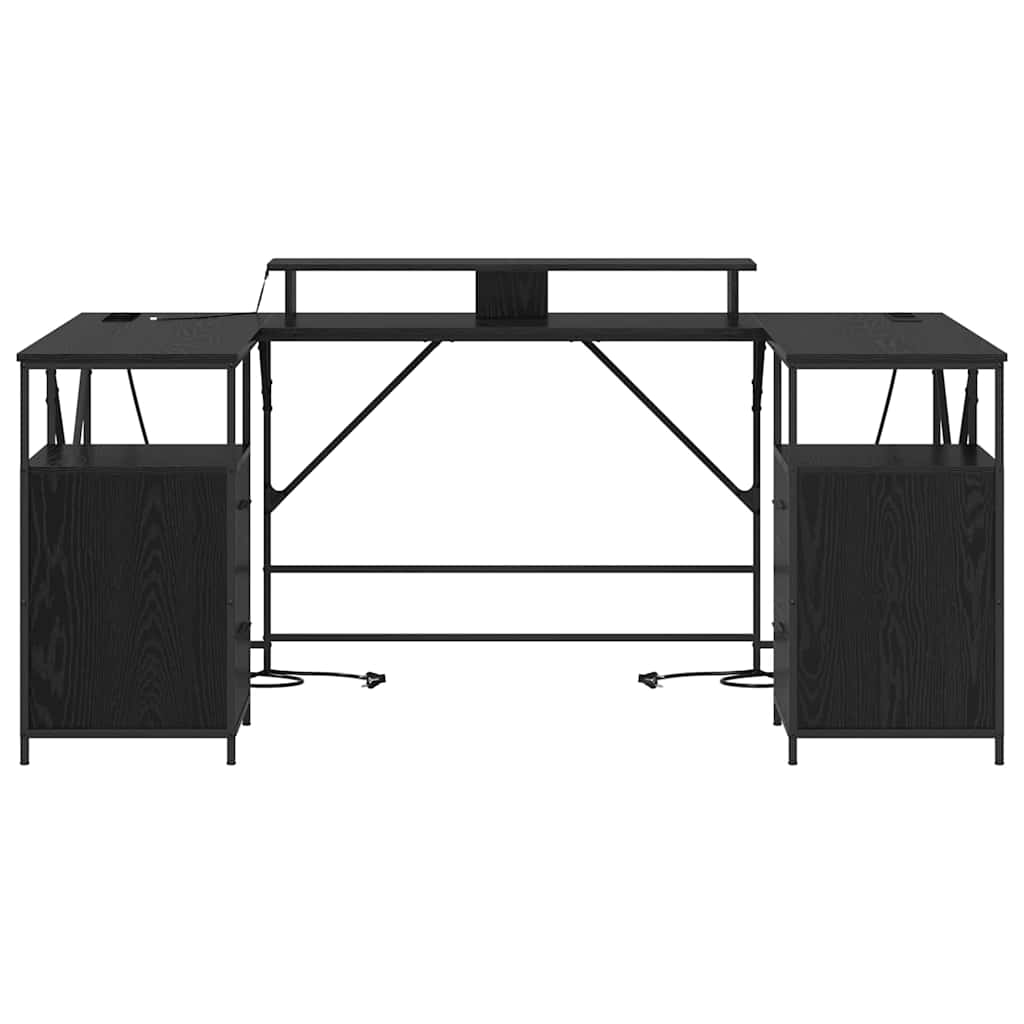 Schreibtisch mit Regal Schwarz Eichen-Optik 182 x 101 x 87,5 cm