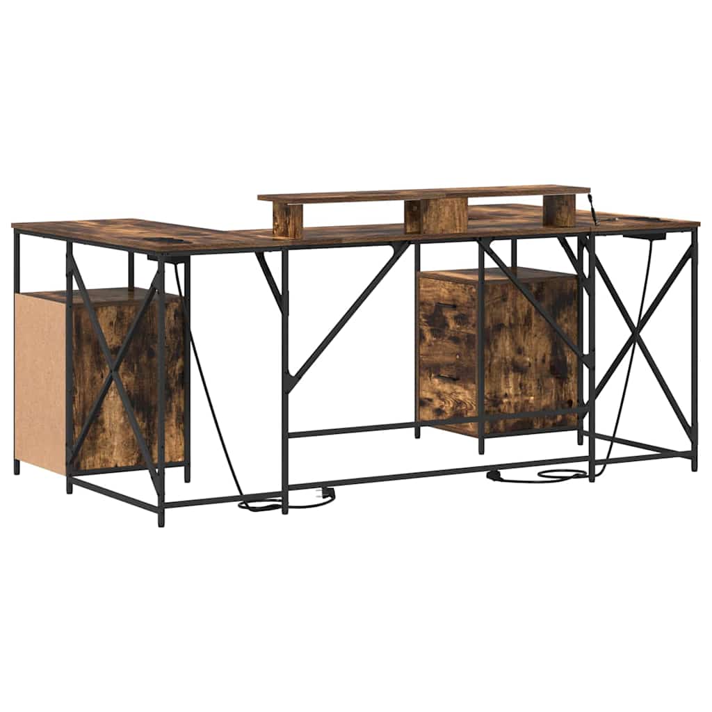 Schreibtisch mit Regal Geräucherte Eiche 182 x 101 x 87,5 cm