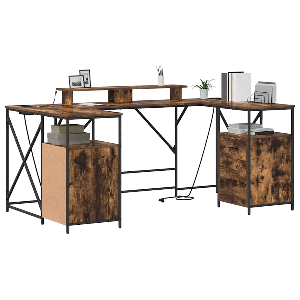 Schreibtisch mit Regal Geräucherte Eiche 182 x 101 x 87,5 cm