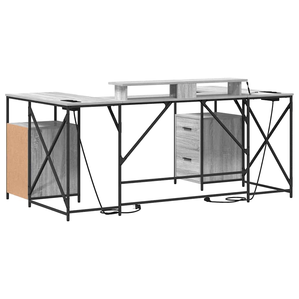 Schreibtisch Graues Sonoma 182 x 101 x 87,5 cm Holzwerkstoff