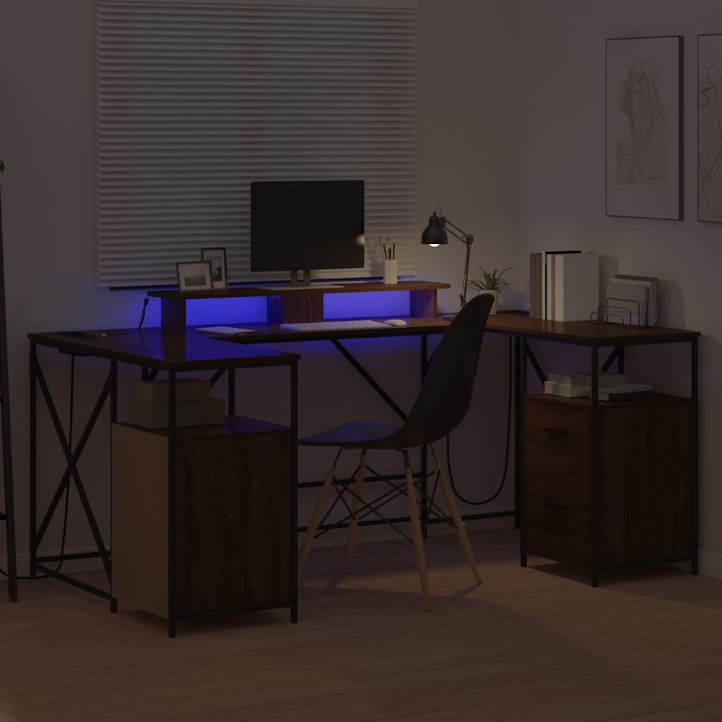 Schreibtisch mit Regal Braun Eichen-Optik 182 x 101 x 87,5 cm