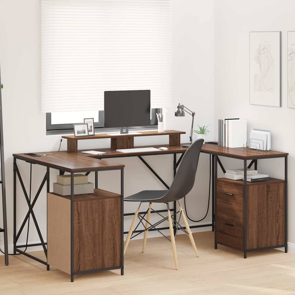 Schreibtisch mit Regal Braun Eichen-Optik 182 x 101 x 87,5 cm