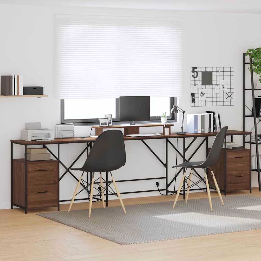 Schreibtisch mit Regal Braun Eichen-Optik 182 x 101 x 87,5 cm