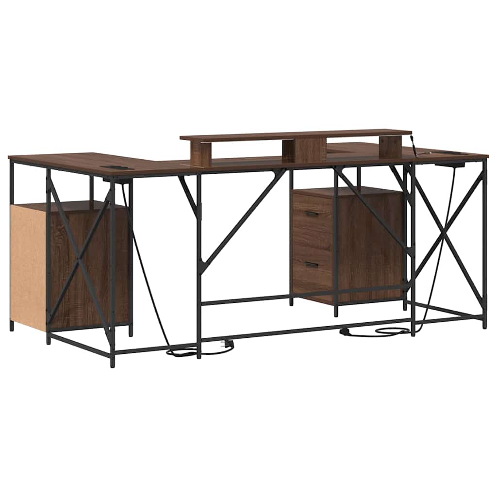 Schreibtisch mit Regal Braun Eichen-Optik 182 x 101 x 87,5 cm
