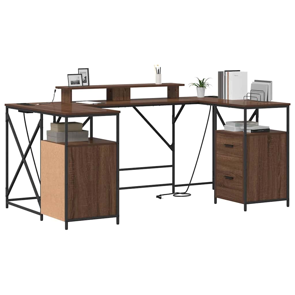 Schreibtisch mit Regal Braun Eichen-Optik 182 x 101 x 87,5 cm