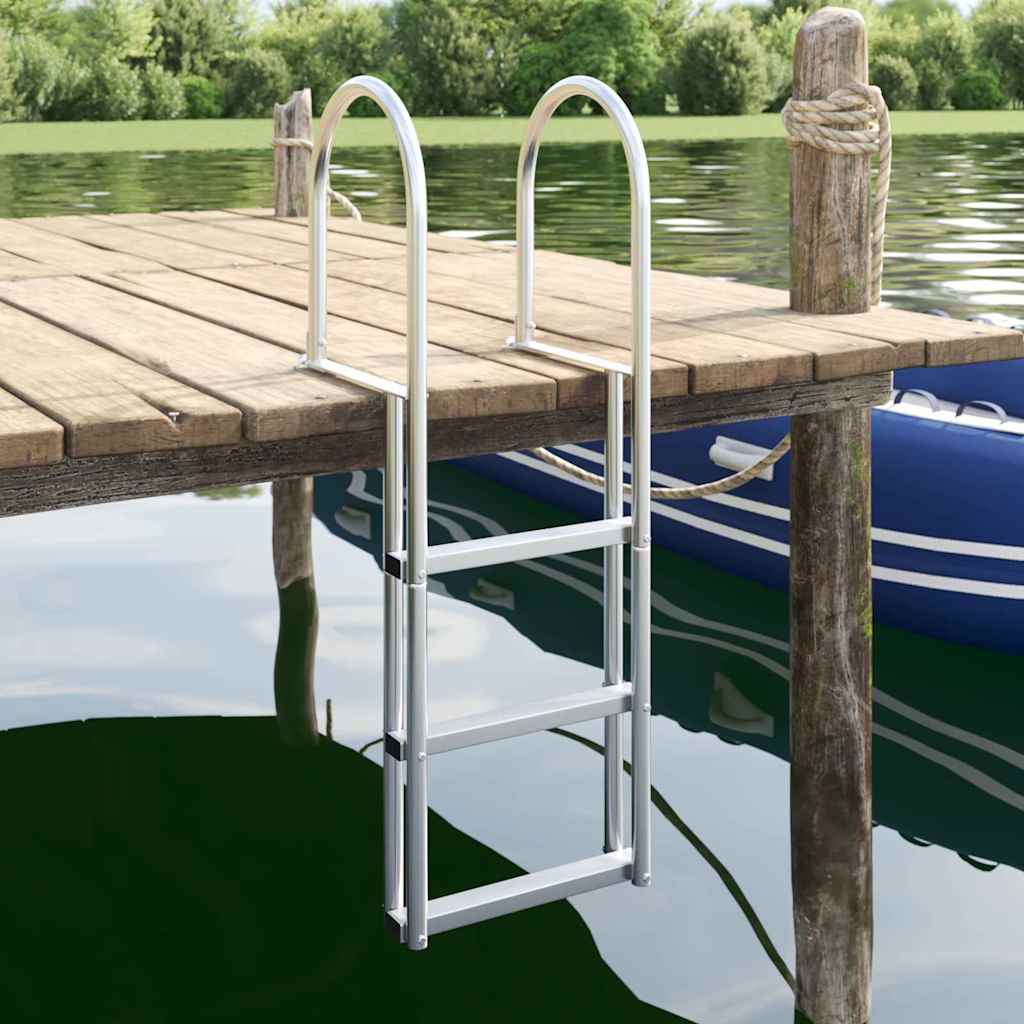 3-Stufen Dockleiter Silber 45 x 11,5 x 134 cm Aluminium
