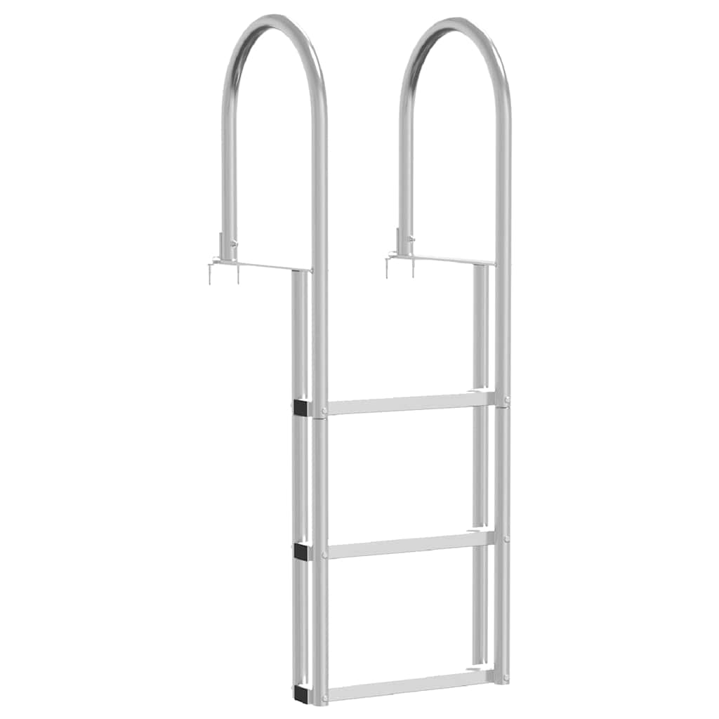 3-Stufen Dockleiter Silber 45 x 11,5 x 134 cm Aluminium
