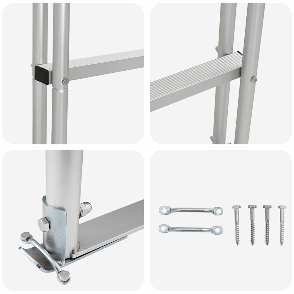 5-Stufen Dockleiter Silber 45 ×11,5 ×190 cm Aluminium