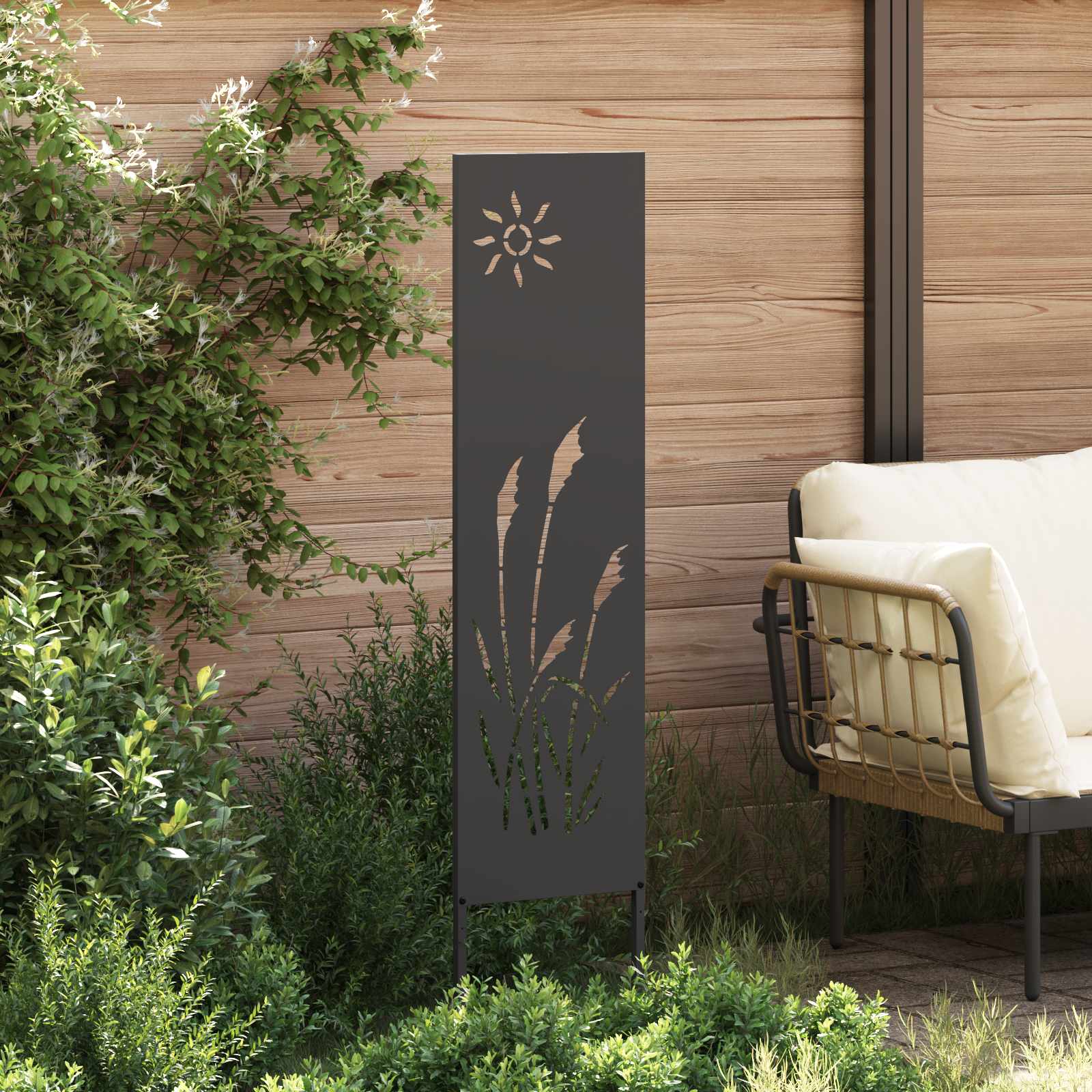 Garten Sichtschutz-Leinwand Schwarz 32 x 140 cm