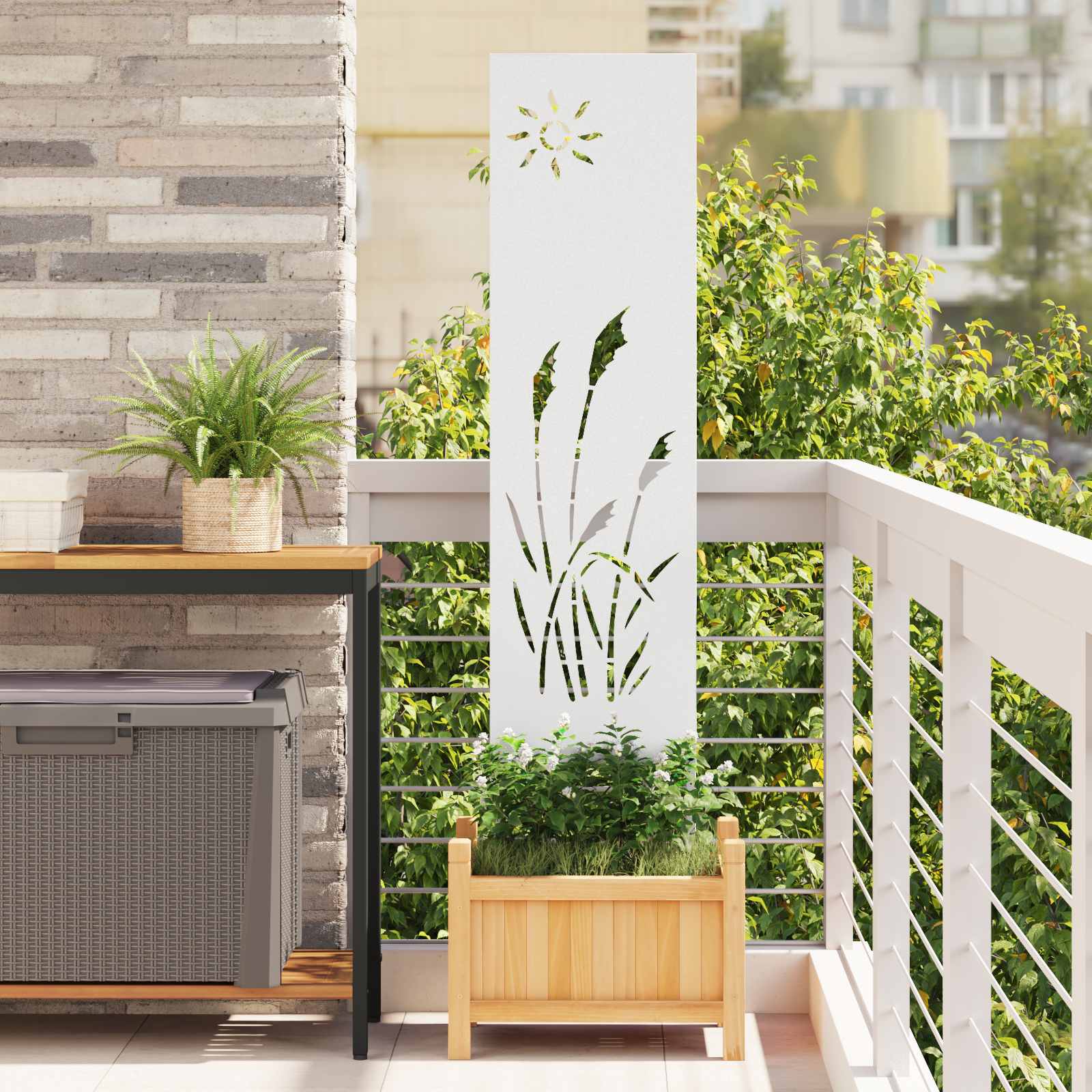 Garten Sichtschutz-Leinwand Weiß 32 x 140 cm