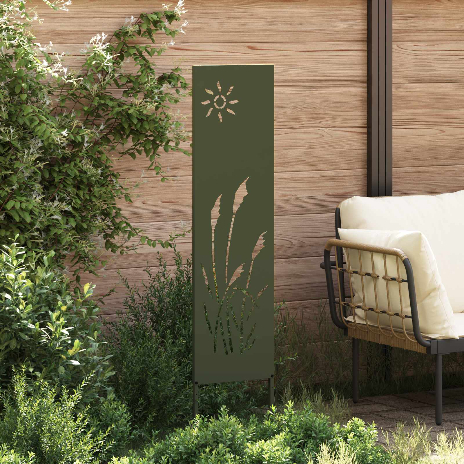 Garten Sichtschutz-Leinwand Olivgrün 32 x 140 cm