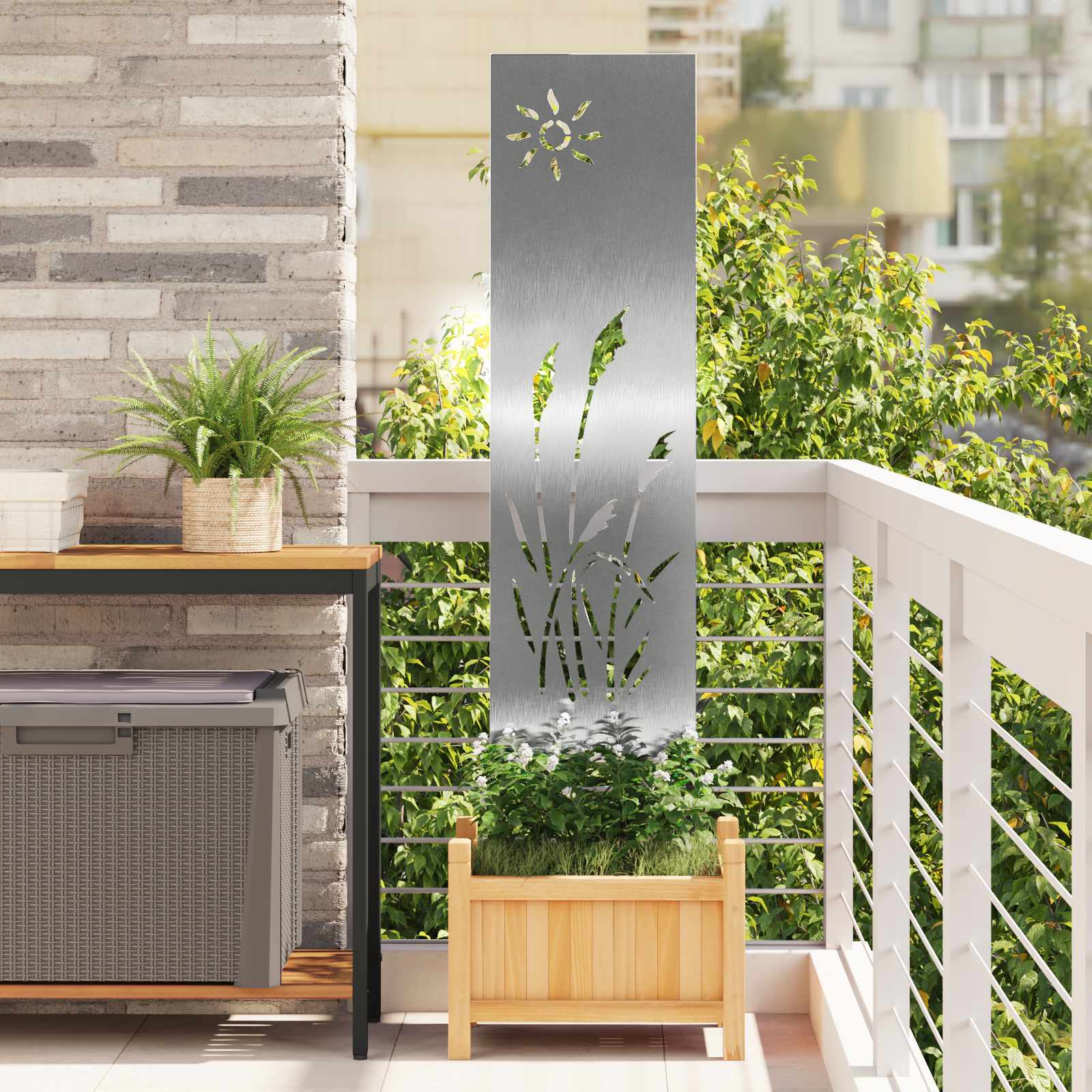 Garten Sichtschutz-Leinwand Silber 32 x 140 cm Edelstahl