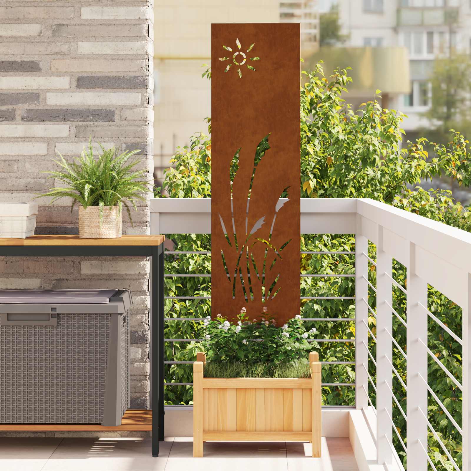 Garten Sichtschutz-Leinwand Rostig 32 x 140 cm Wetterfeststahl