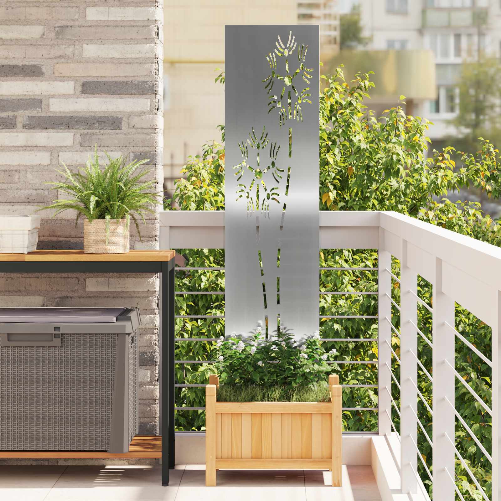 Garten Sichtschutz-Leinwand Silber 32 x 140 cm Verzinkter Stahl