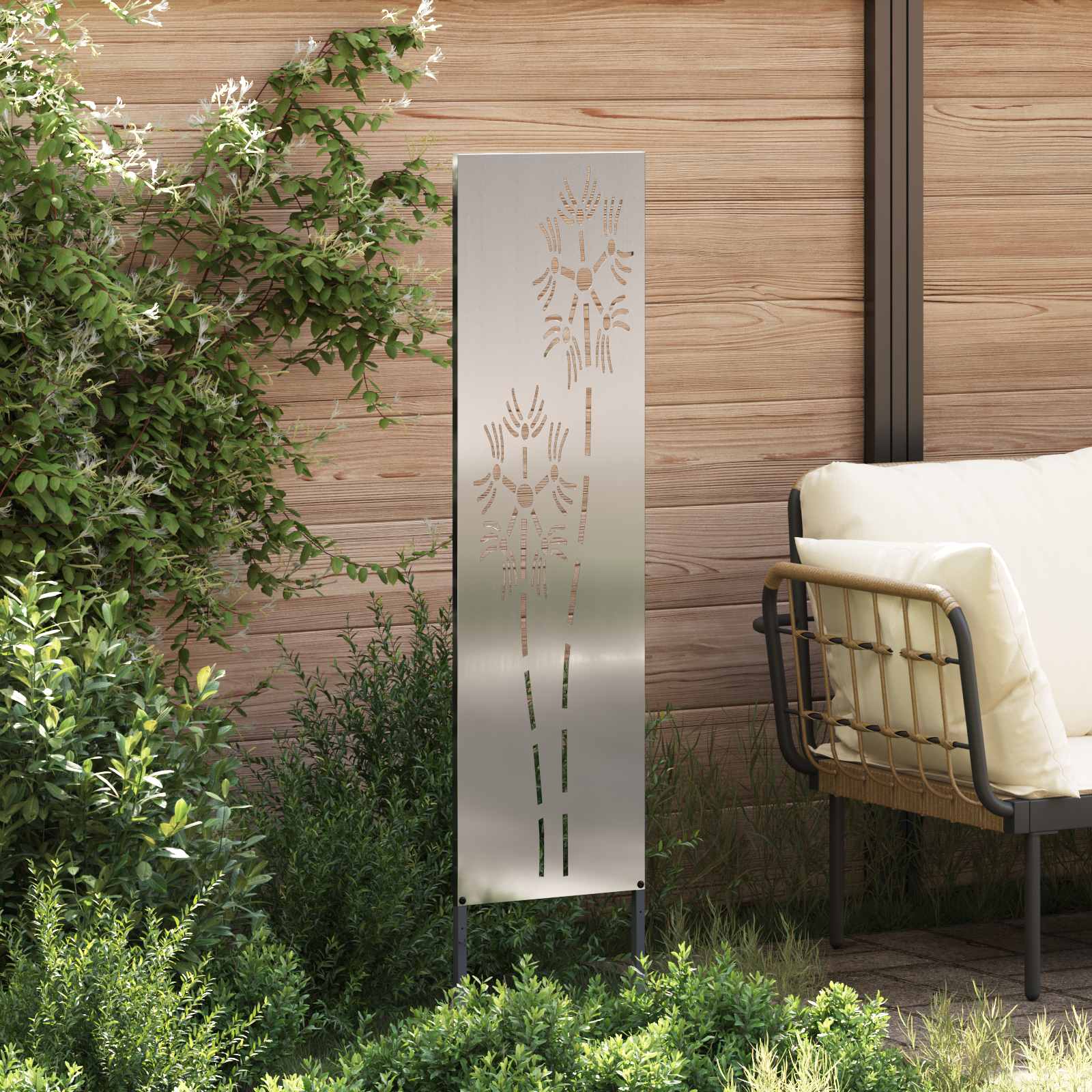 Garten Sichtschutz-Leinwand Silber 32 x 140 cm Verzinkter Stahl