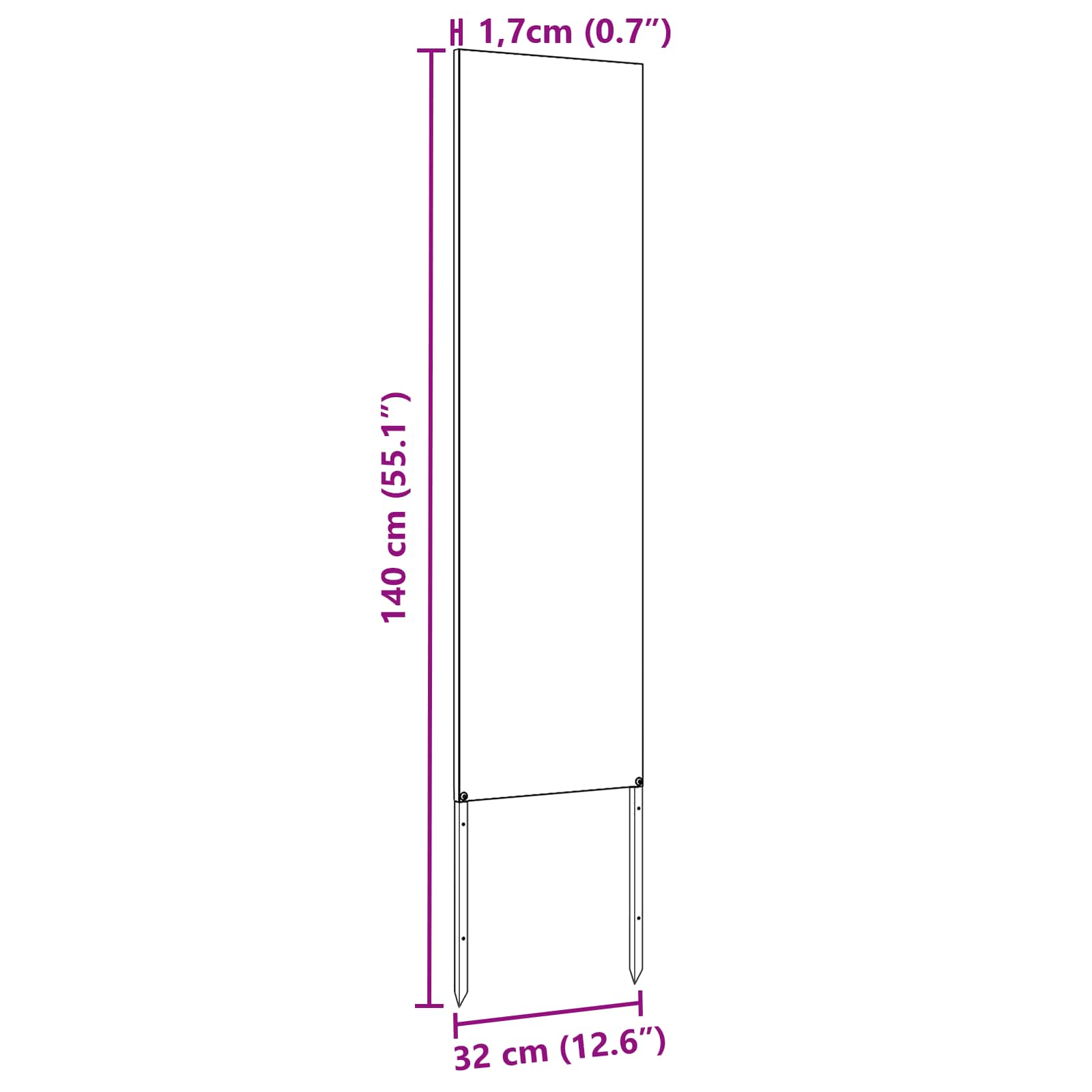 Garten Sichtschutz-Leinwand Silber 32 x 140 cm Verzinkter Stahl