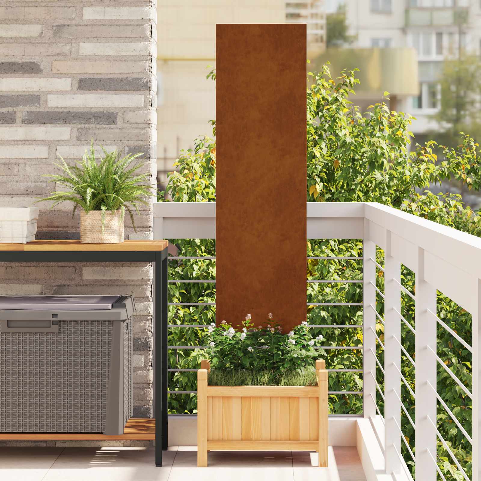 Garten Sichtschutz-Leinwand Rostig 32 x 140 cm Wetterfeststahl