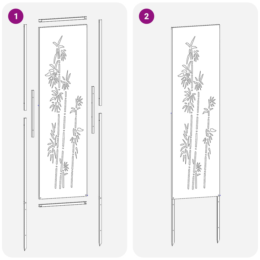 Garten Sichtschutz-Leinwand Floral Silber 32 x 140 cm Edelstahl