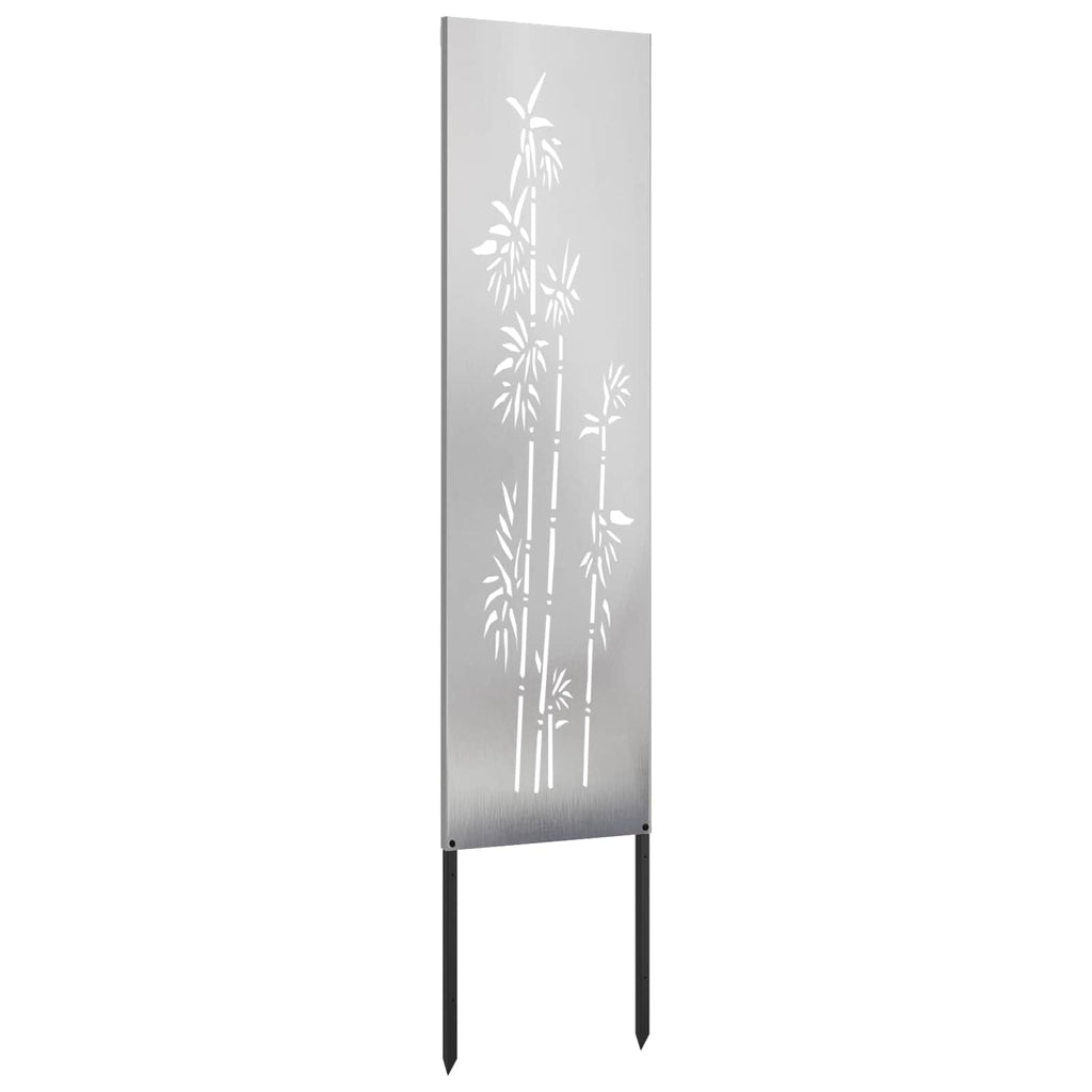 Garten Sichtschutz-Leinwand Floral Silber 32 x 140 cm Edelstahl