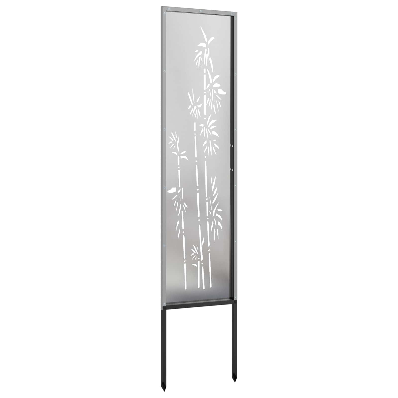 Garten Sichtschutz-Leinwand Floral Silber 32 x 140 cm Edelstahl