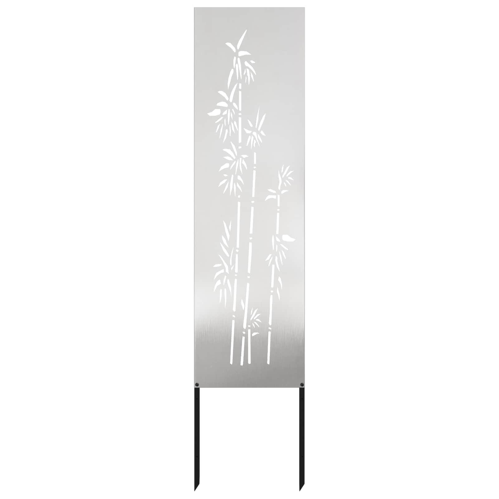 Garten Sichtschutz-Leinwand Floral Silber 32 x 140 cm Edelstahl
