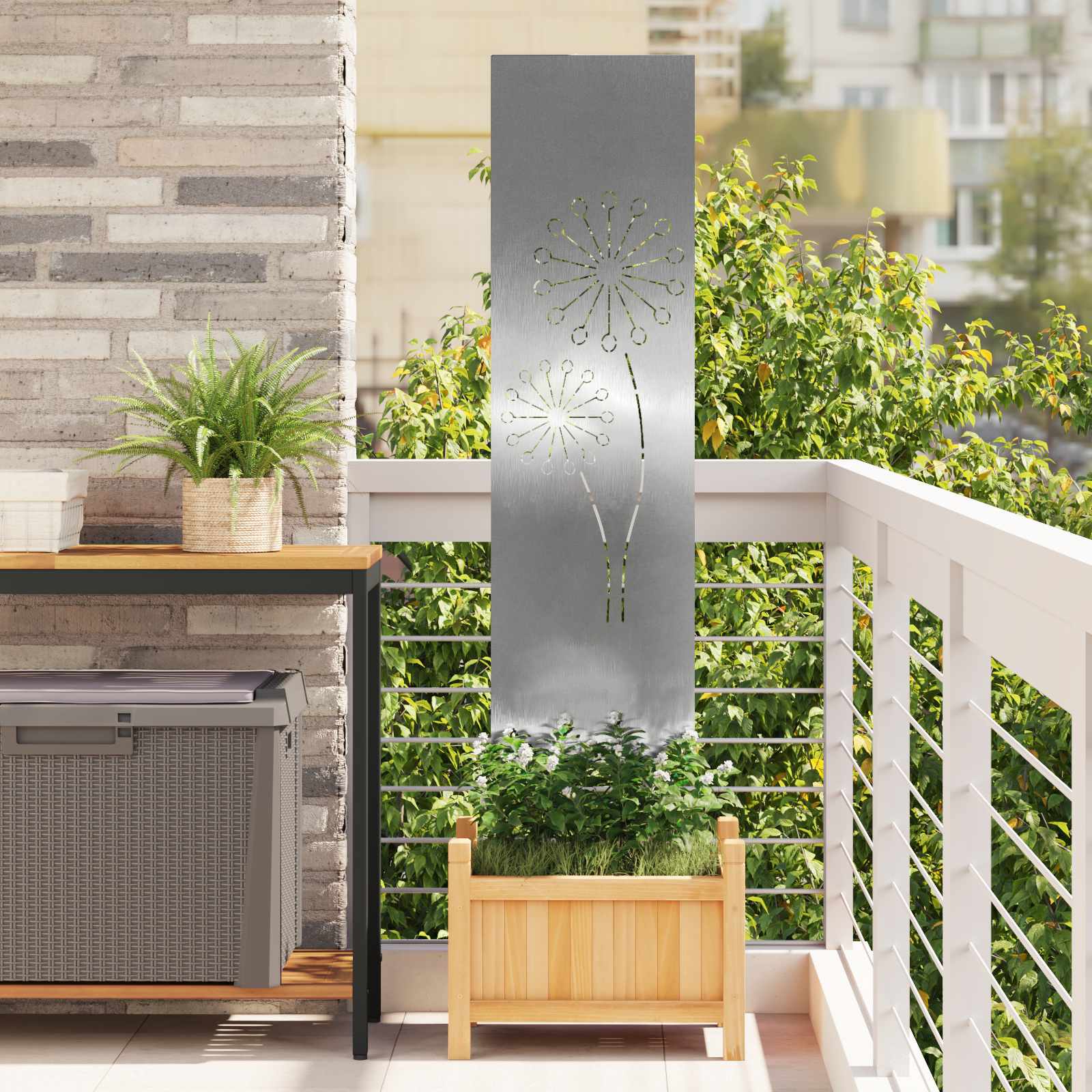 Garten Sichtschutz-Leinwand Silber 32 x 140 cm Edelstahl