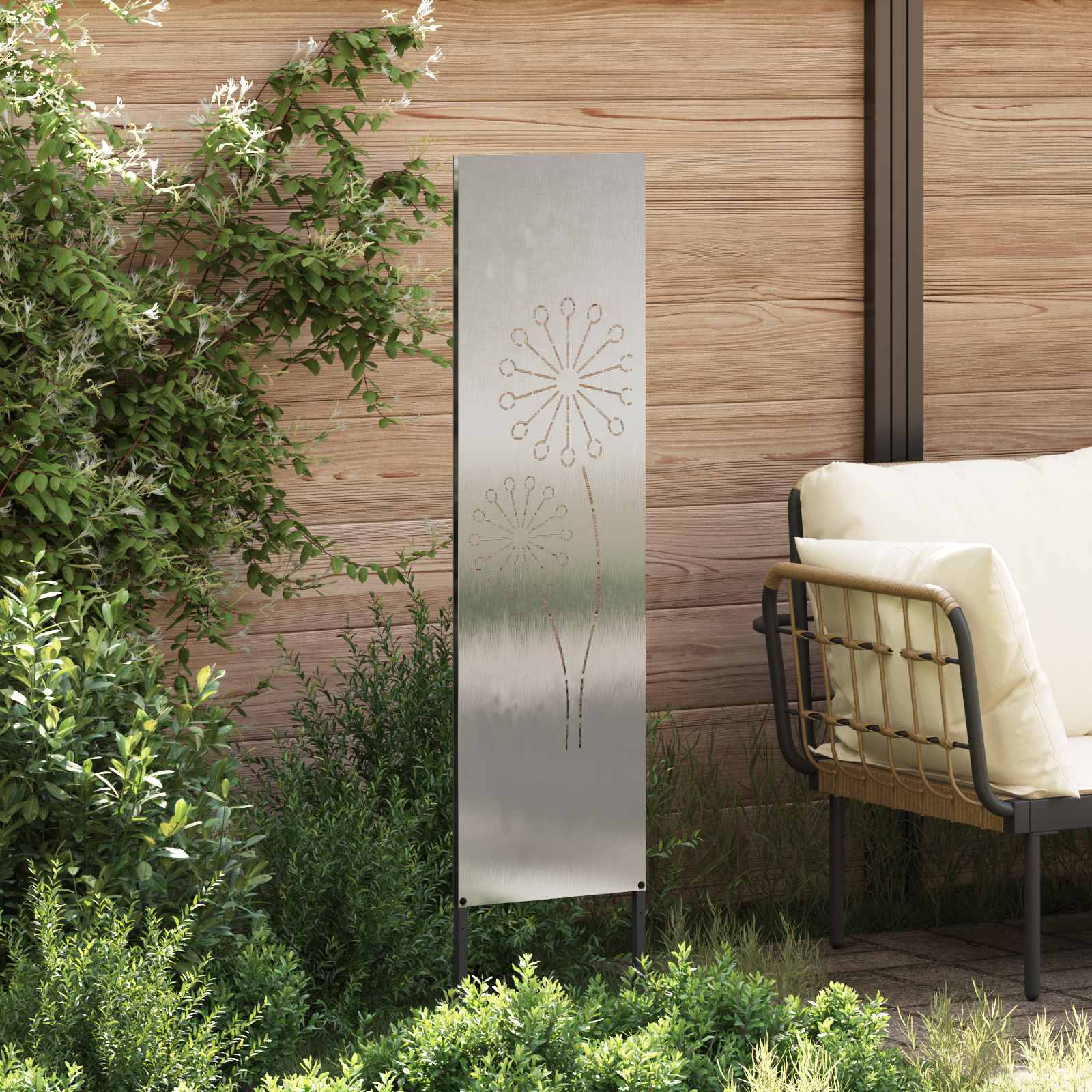 Garten Sichtschutz-Leinwand Silber 32 x 140 cm Edelstahl