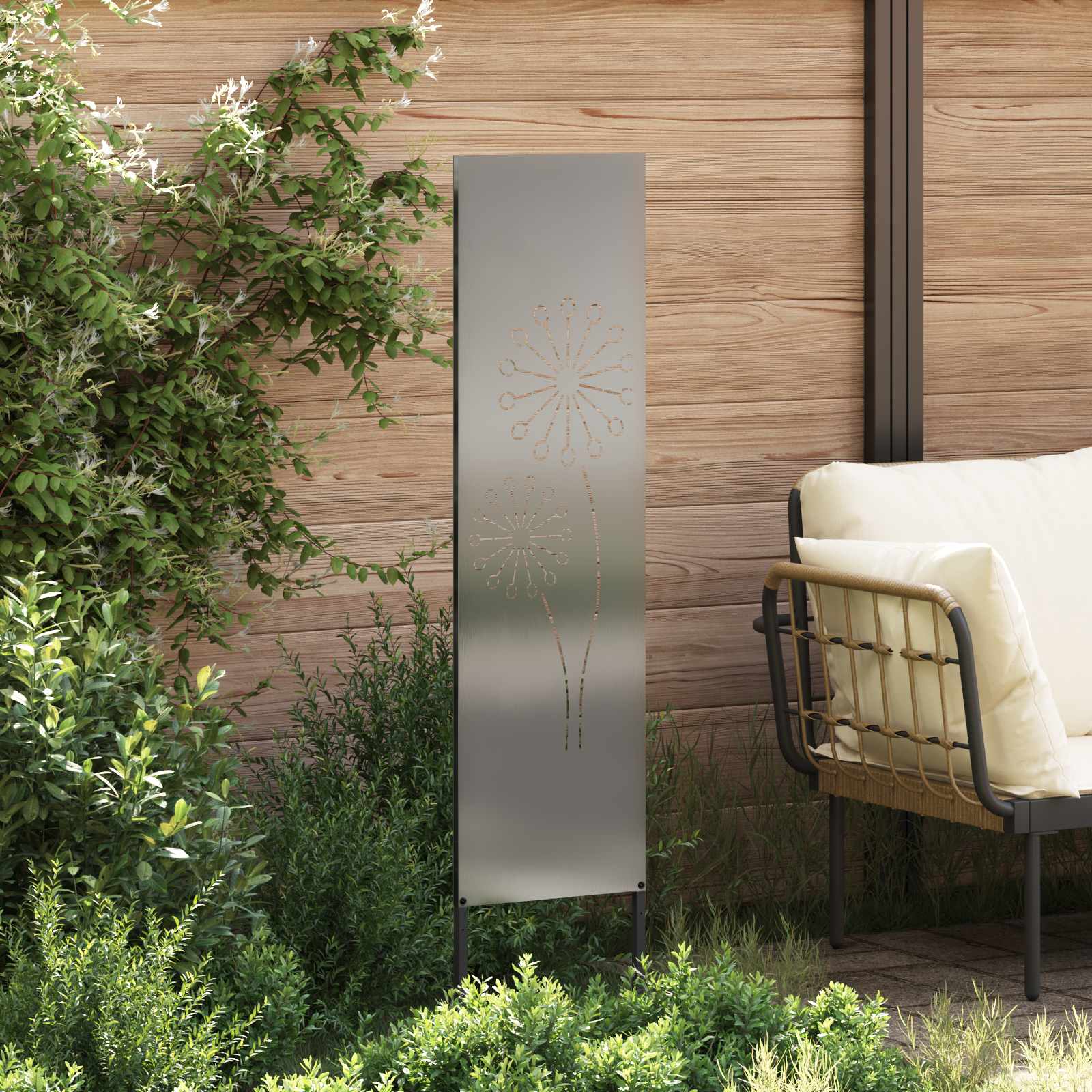 Garten Sichtschutz-Leinwand Silber 32 x 140 cm Verzinkter Stahl