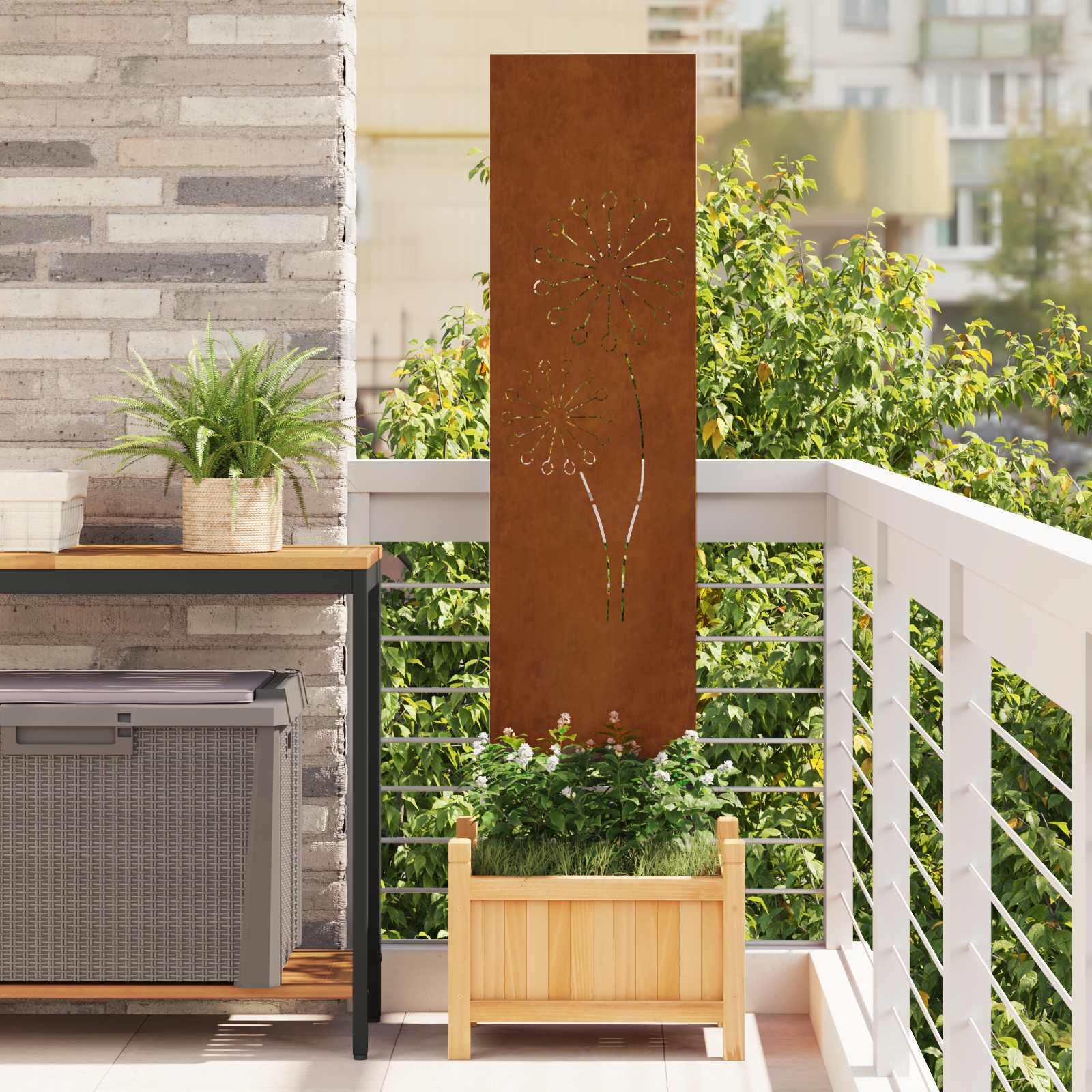 Garten Sichtschutz-Leinwand Rostig 32 x 140 cm Wetterfeststahl
