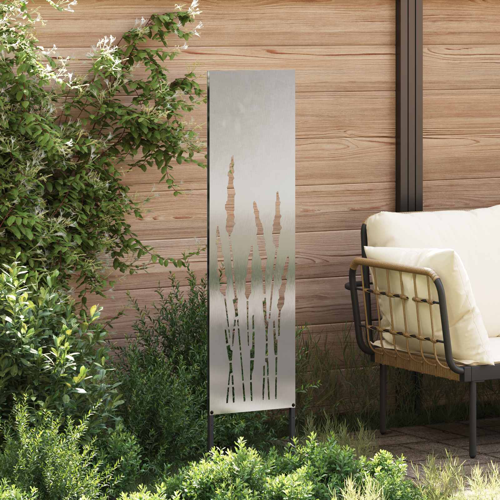 Garten Sichtschutz-Leinwand Silber 32 x 140 cm Edelstahl