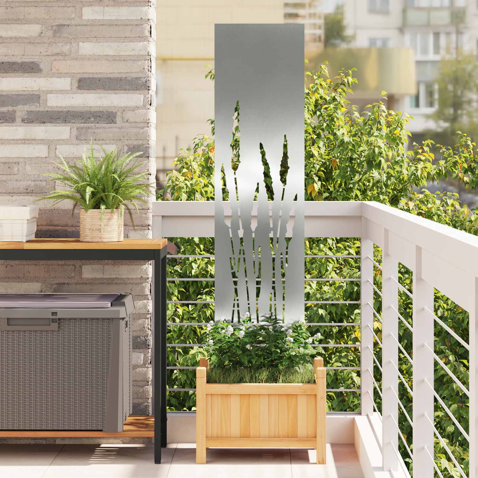Garten Sichtschutz-Leinwand Silber 32 x 140 cm Verzinkter Stahl