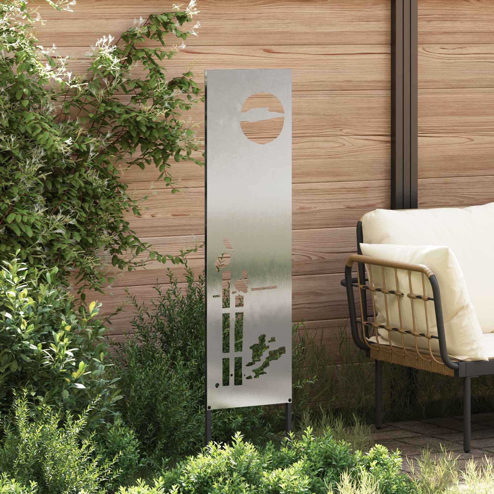 Garten Sichtschutz-Leinwand Silber 32 x 140 cm Edelstahl