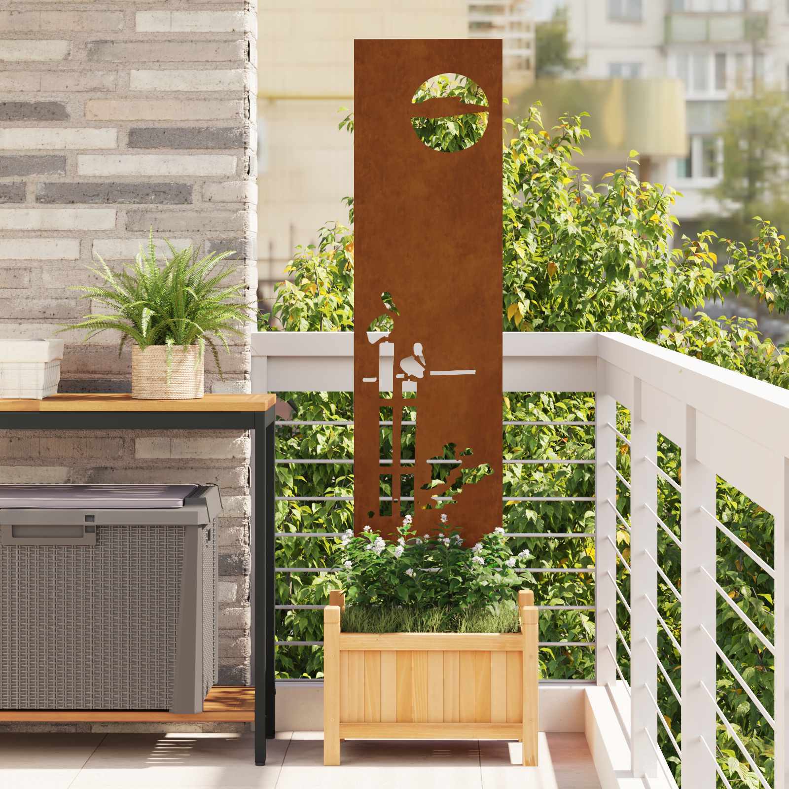 Garten Sichtschutz-Leinwand Rostig 32 x 140 cm Wetterfeststahl