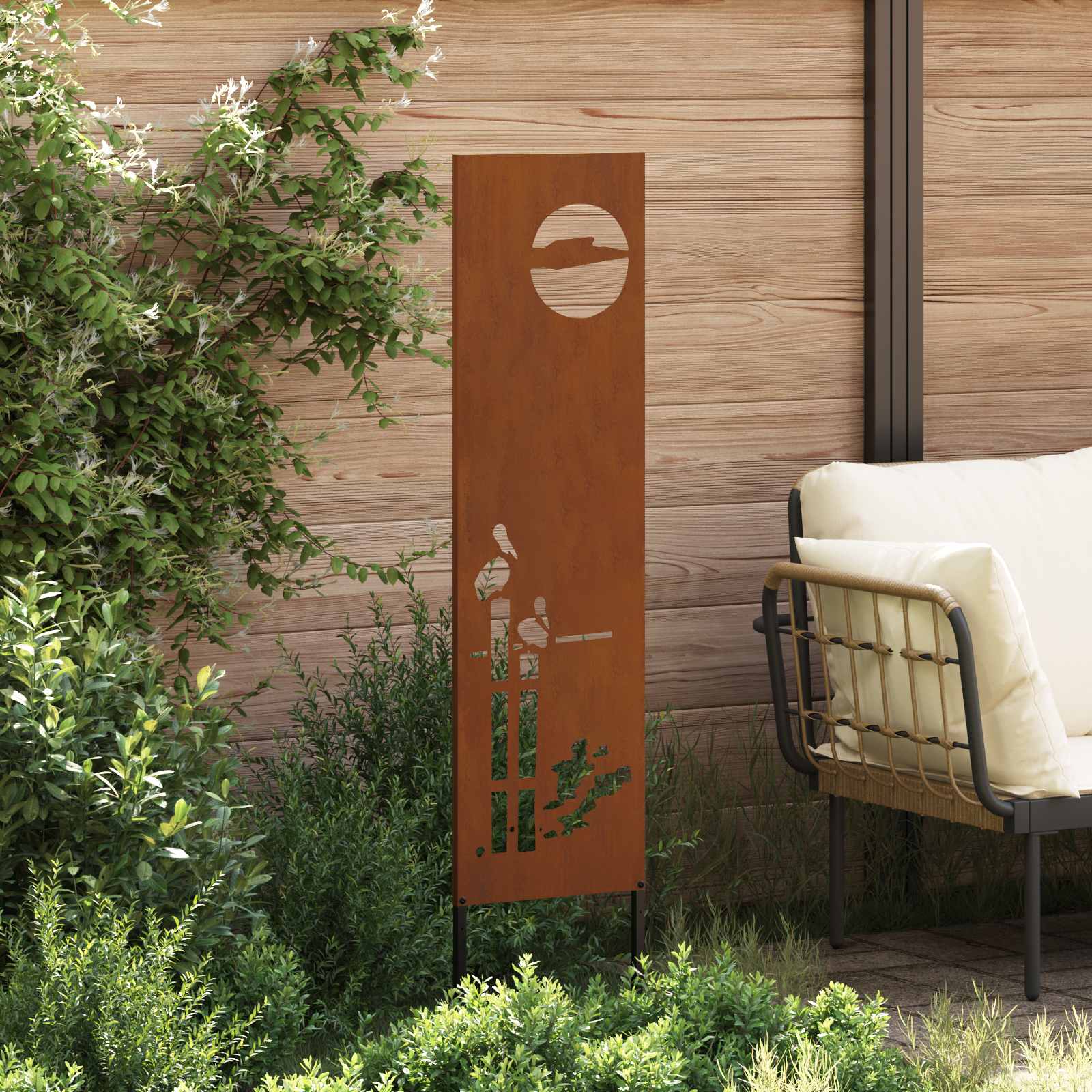 Garten Sichtschutz-Leinwand Rostig 32 x 140 cm Wetterfeststahl