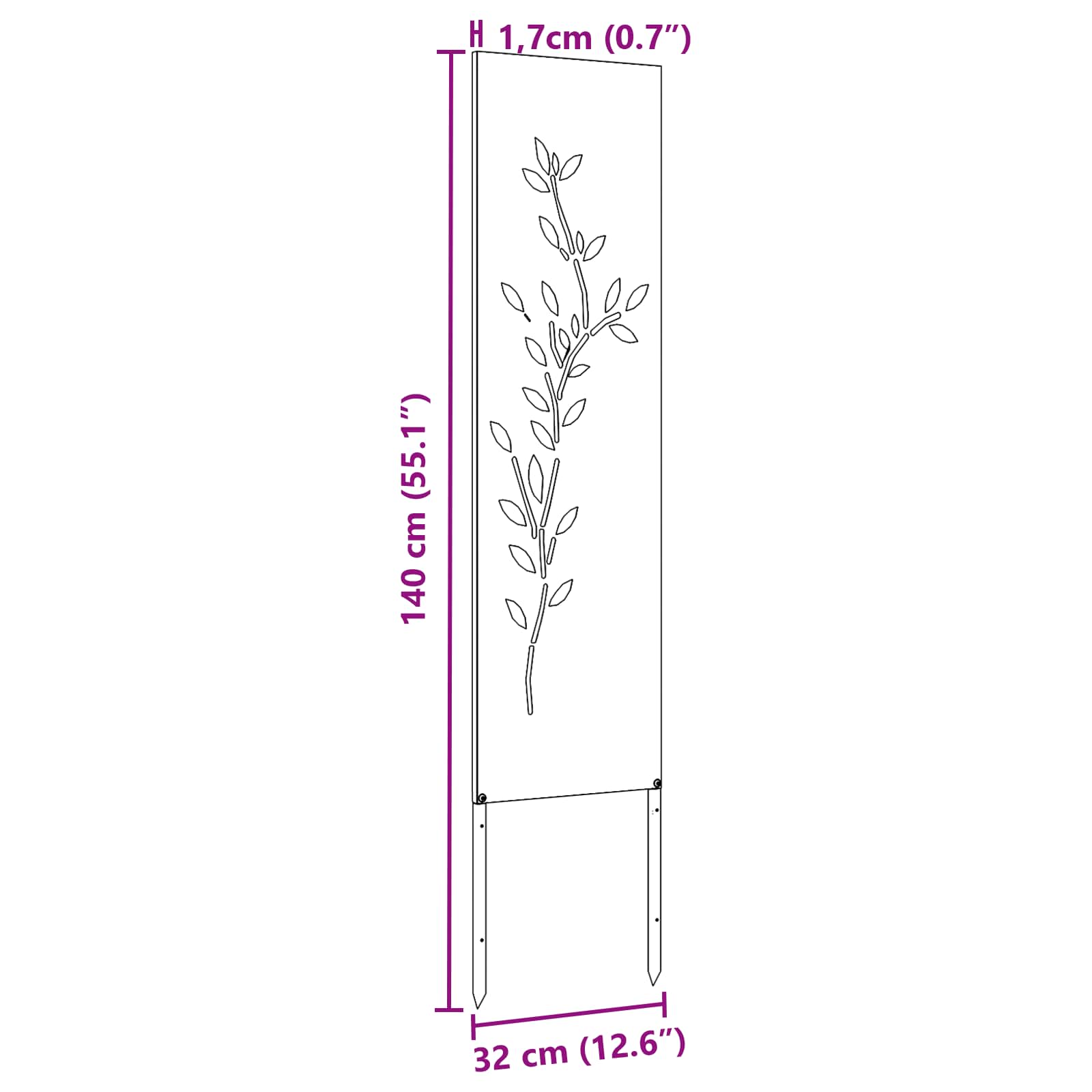 Garten Sichtschutz-Leinwand Floral Anthrazit 32 x 140 cm
