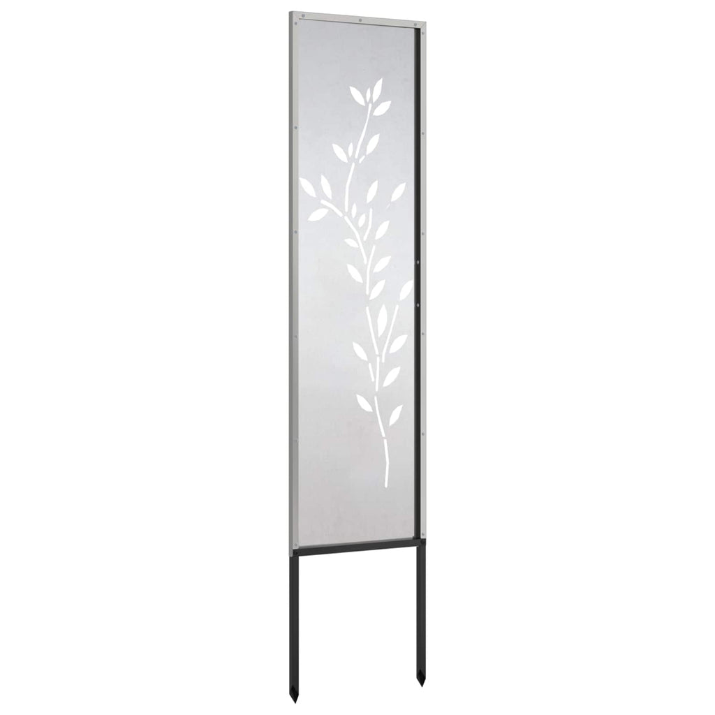 Garten Sichtschutz-Leinwand Floral Silber 32 x 140 cm Edelstahl