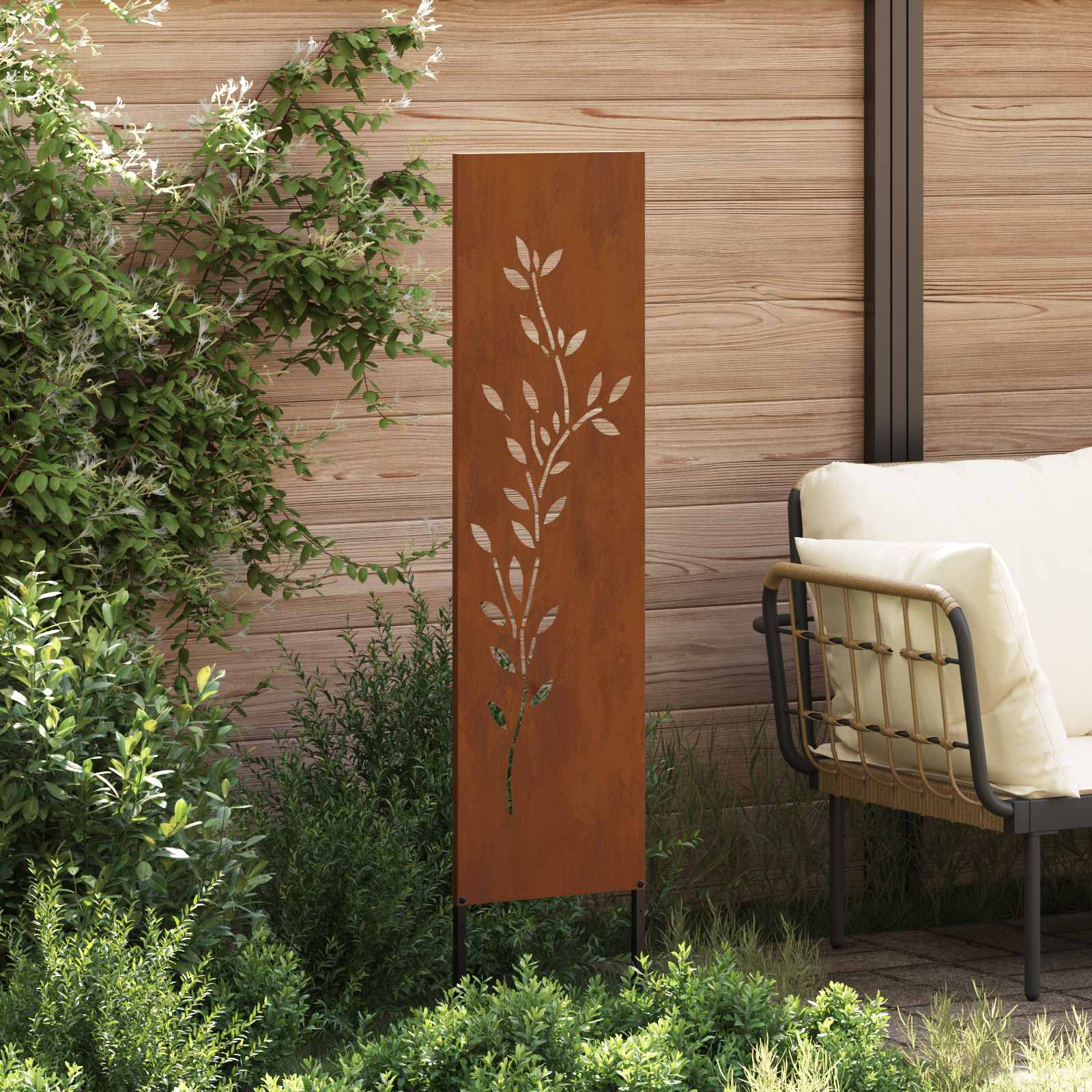 Garten Sichtschutz-Leinwand Rostig 32 x 140 cm Wetterfeststahl