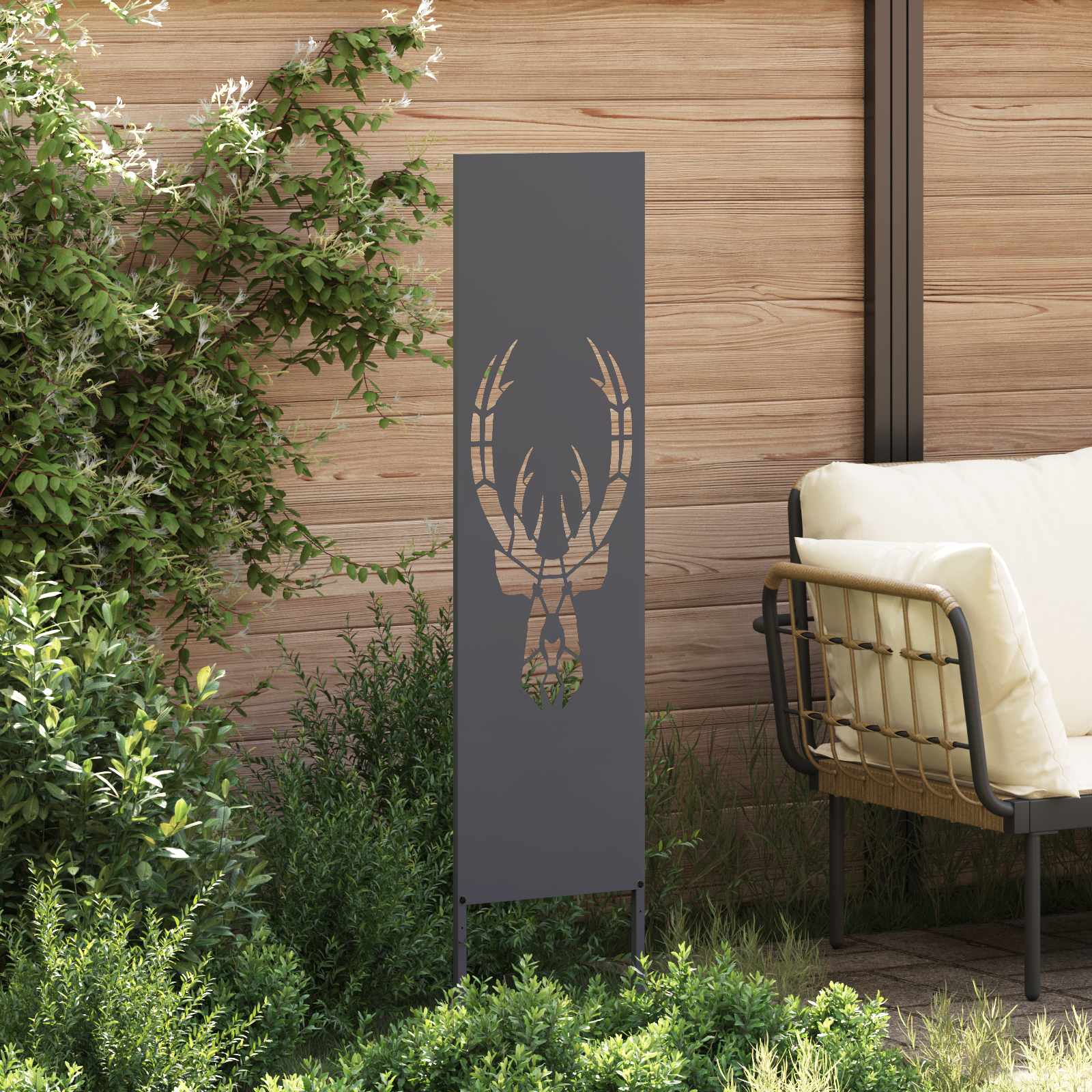 Garten Sichtschutz-Leinwand Tiermuster Anthrazit 32 x 140 cm