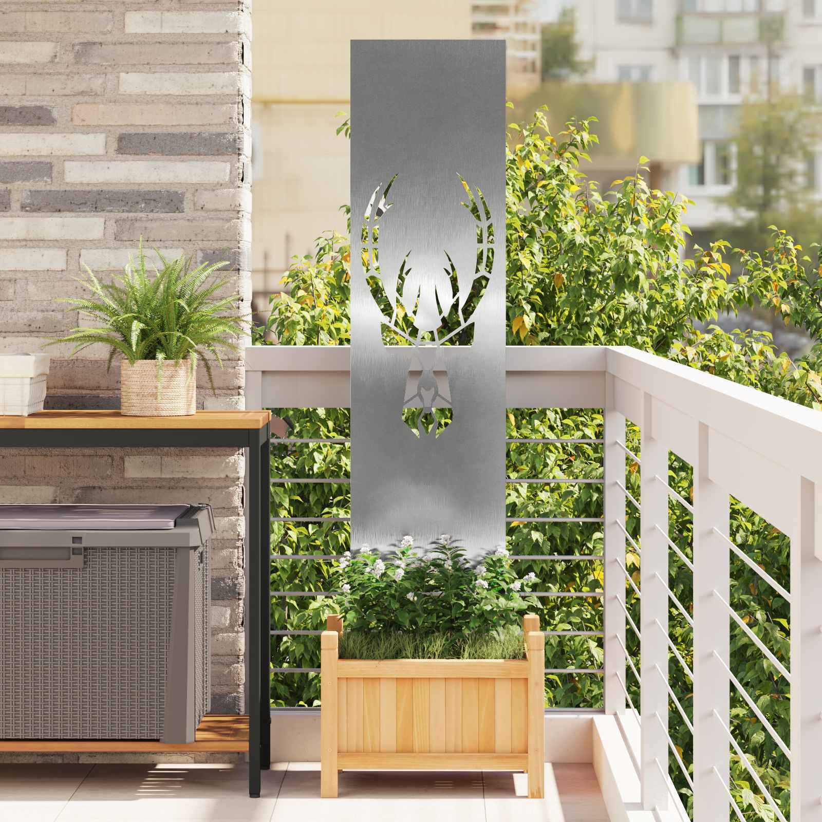 Garten Sichtschutz-Leinwand Silber 32 x 140 cm Edelstahl