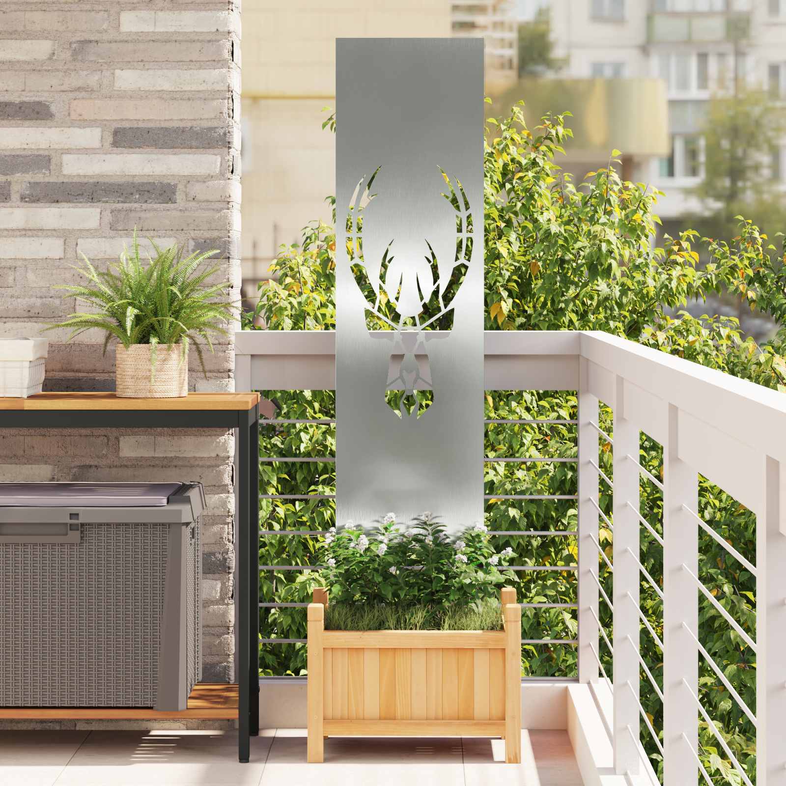 Garten Sichtschutz-Leinwand Silber 32 x 140 cm Verzinkter Stahl