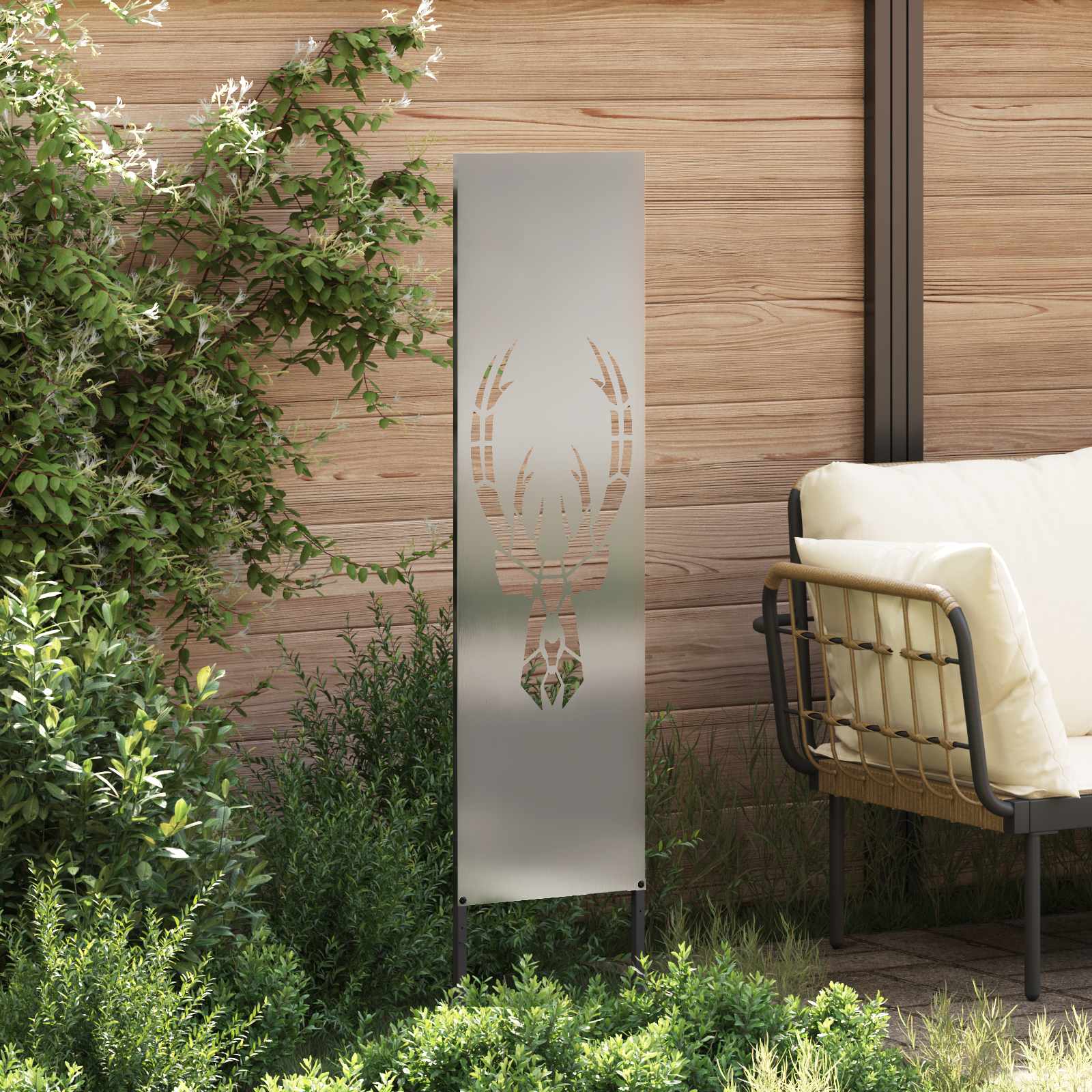 Garten Sichtschutz-Leinwand Silber 32 x 140 cm Verzinkter Stahl