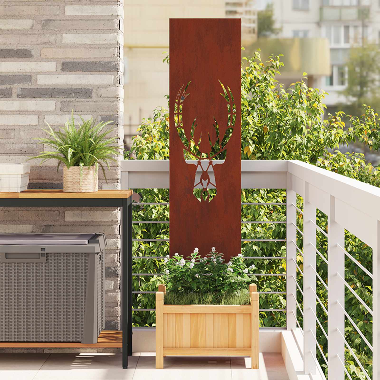 Garten Sichtschutz-Leinwand Rostig 32 x 140 cm Wetterfeststahl
