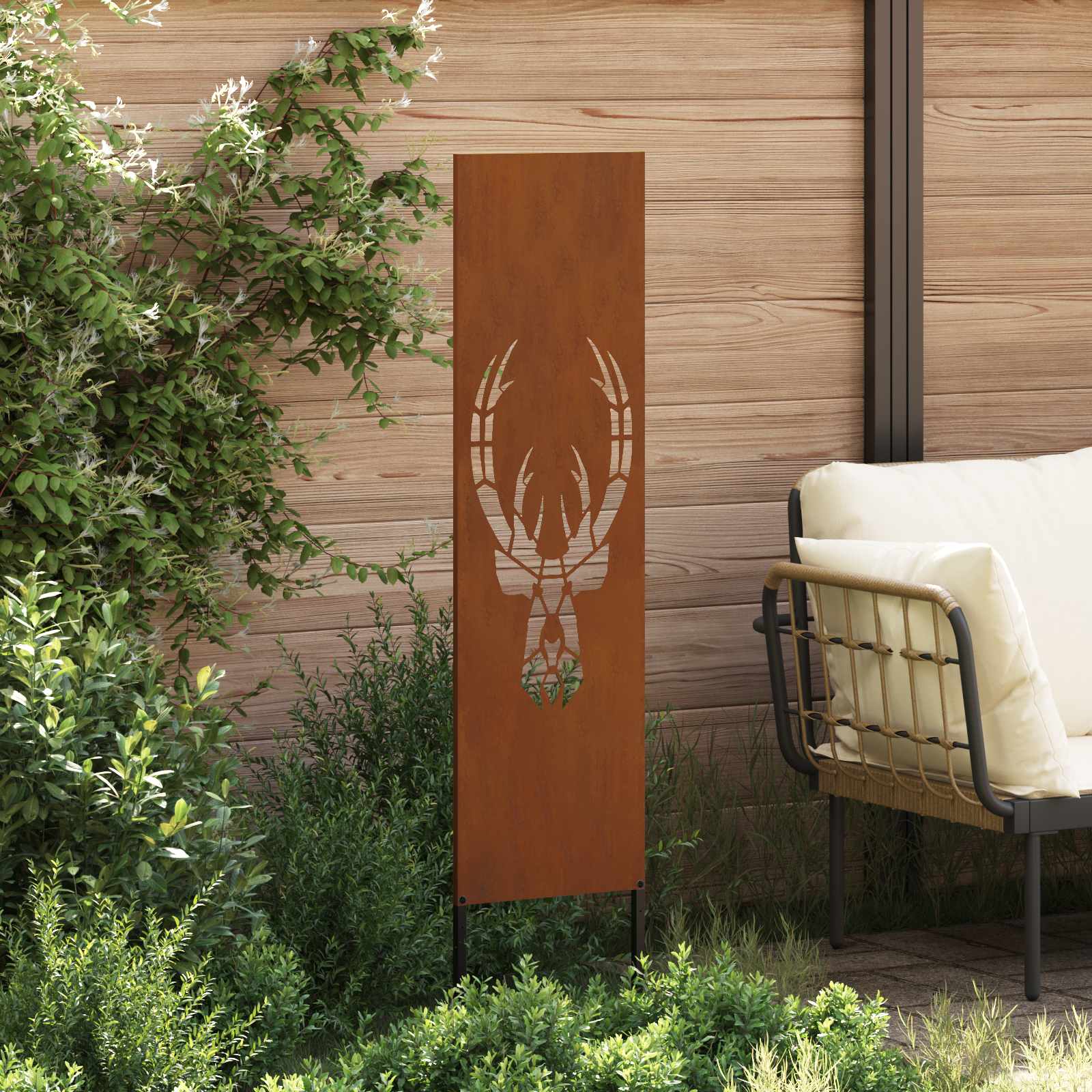 Garten Sichtschutz-Leinwand Rostig 32 x 140 cm Wetterfeststahl