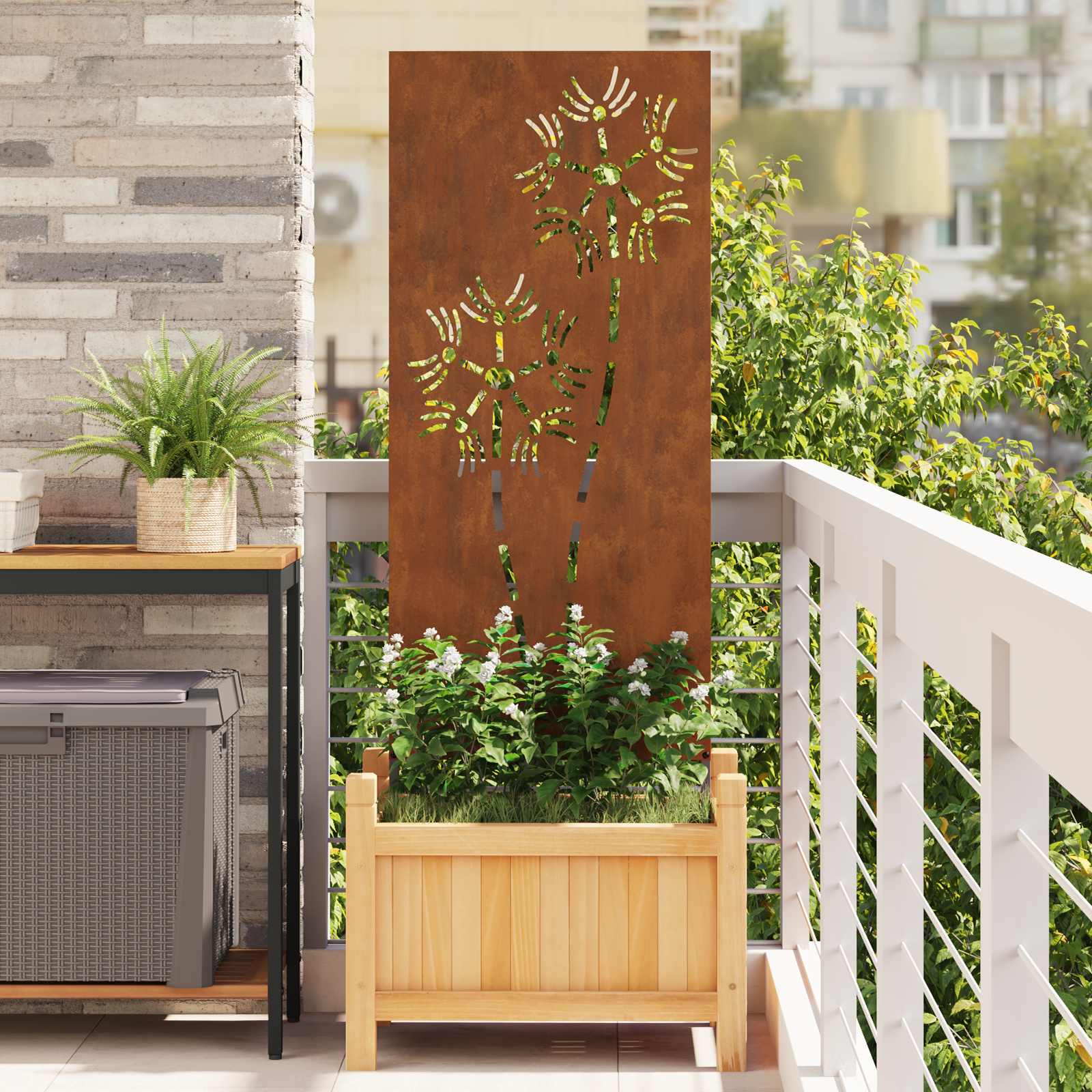 Garten Sichtschutz-Leinwand Rostig 50 x 140 cm Wetterfeststahl