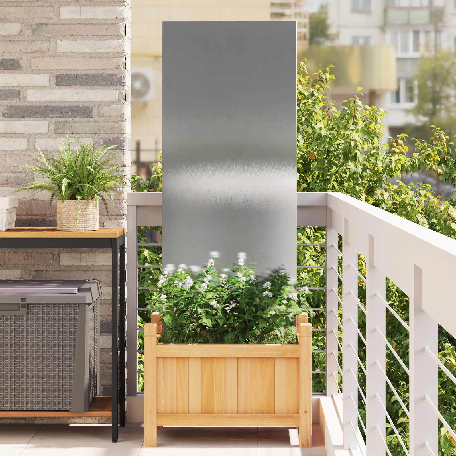 Garten Sichtschutz-Leinwand Silber 50 x 140 cm Edelstahl